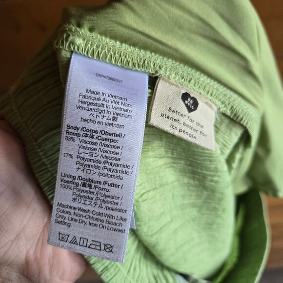 Madewell Crinkled Crepe Straight Leg Crop Pant Seedling Green Medium Pull On - Picture 6 of 6